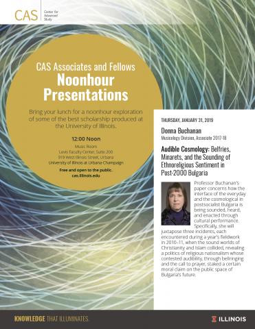 Poster for Noonhour presentation by Donna Buchanan